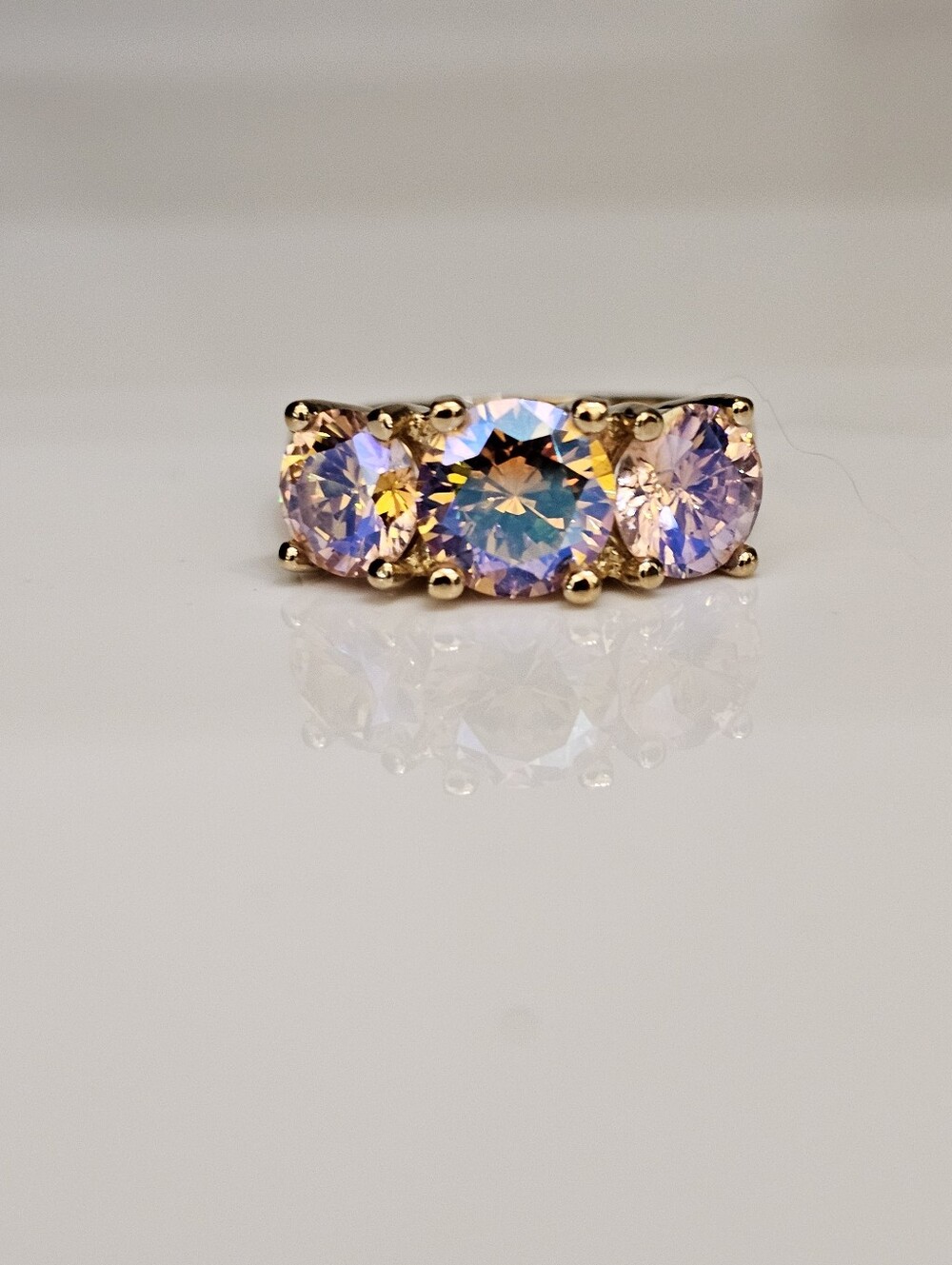 Vintage Mercury Mist Topaz Ring Yellow Gold Vermeil Size 8!